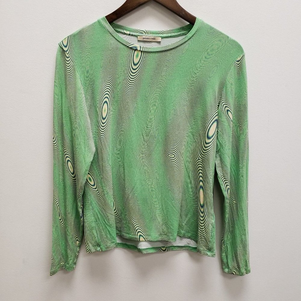 Paloma Wool Womens Artsy Cropped T Shirt Size XL Long Sleeve Trippy Psychadelic